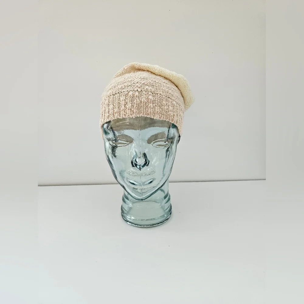 Mix No. 6 Cream Ombre Slouchy Beanie | Beige Popcorn Knit Textured Hat